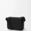 Medium Pebble messenger bag in smooth calfskin Black