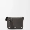 Medium Pebble messenger bag in smooth calfskin Dark Grey