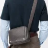 Medium Pebble messenger bag in supple grained calfskin Dark Grey