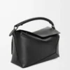 Medium Puzzle Edge bag in classic calfskin Black