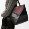 Medium Puzzle Fold tote in nappa calfskin Black/Burgundy