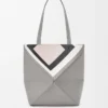 Medium Puzzle Fold tote in nappa calfskin Grey/Light Ghost