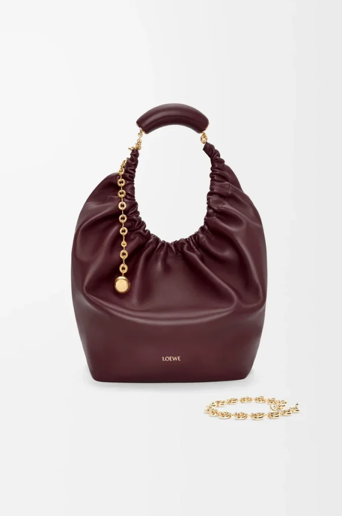 Medium Squeeze bag in mellow nappa lambskin Dark Burgundy
