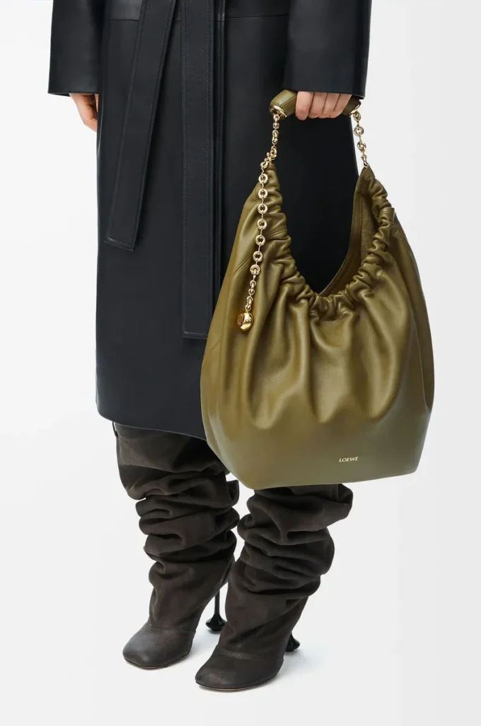 Medium Squeeze bag in mellow nappa lambskin Olive