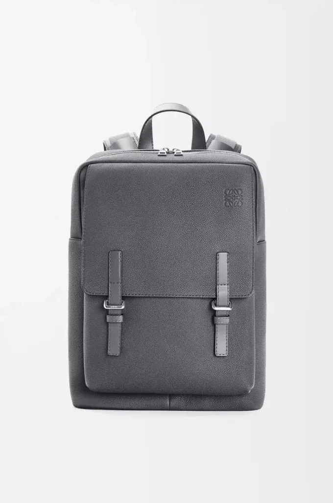 Military backpack in soft grained calfskin Anthracite
