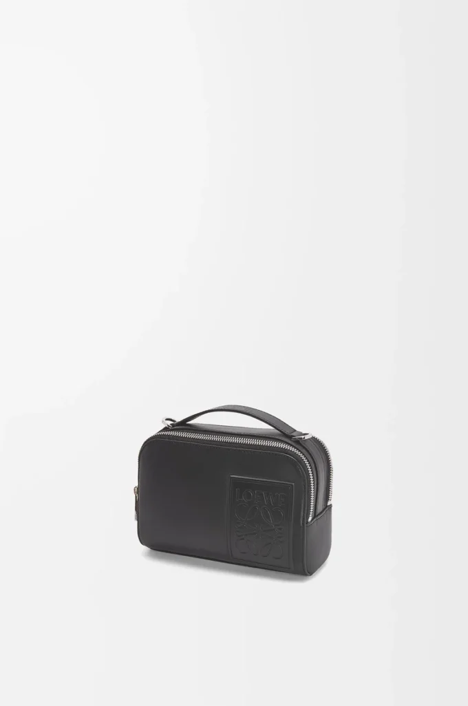 Mini crossbody camera bag in satin calfskin Black
