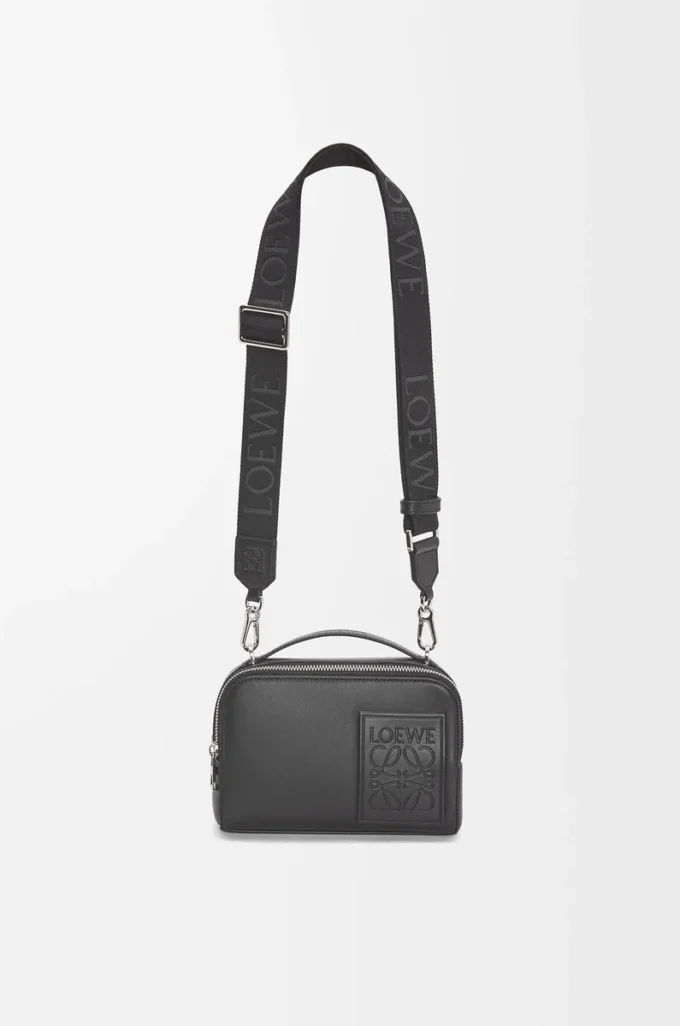 Mini crossbody camera bag in satin calfskin Black