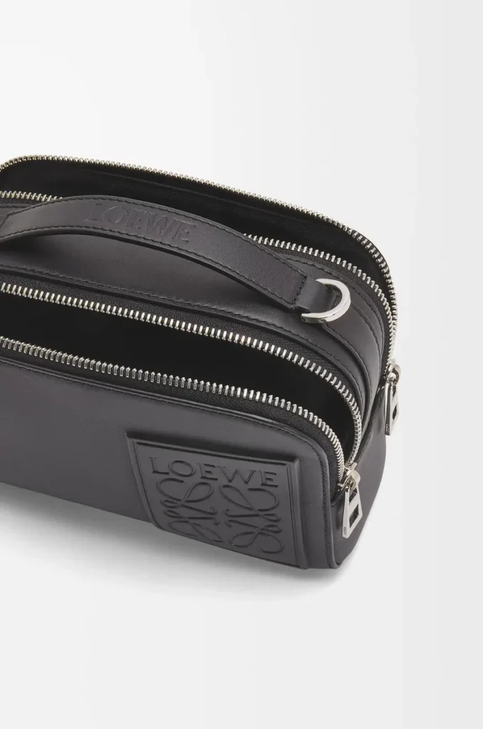 Mini crossbody camera bag in satin calfskin Black