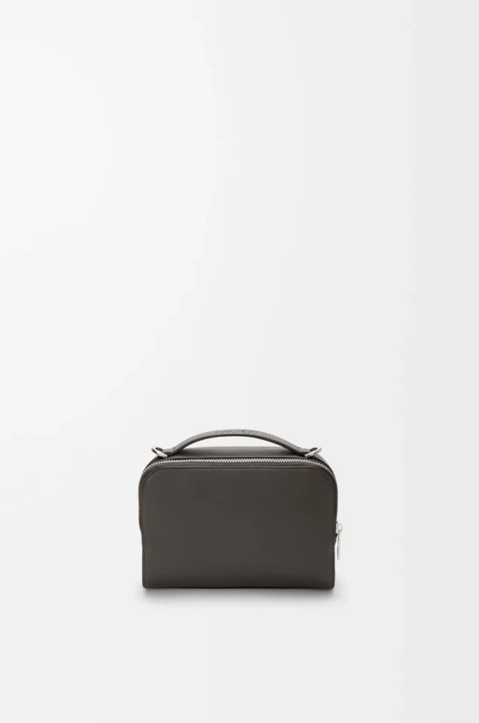 Mini crossbody camera bag in satin calfskin Dark Grey