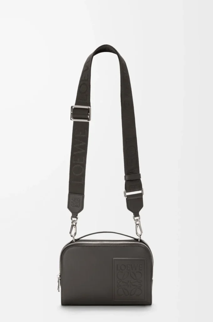 Mini crossbody camera bag in satin calfskin Dark Grey