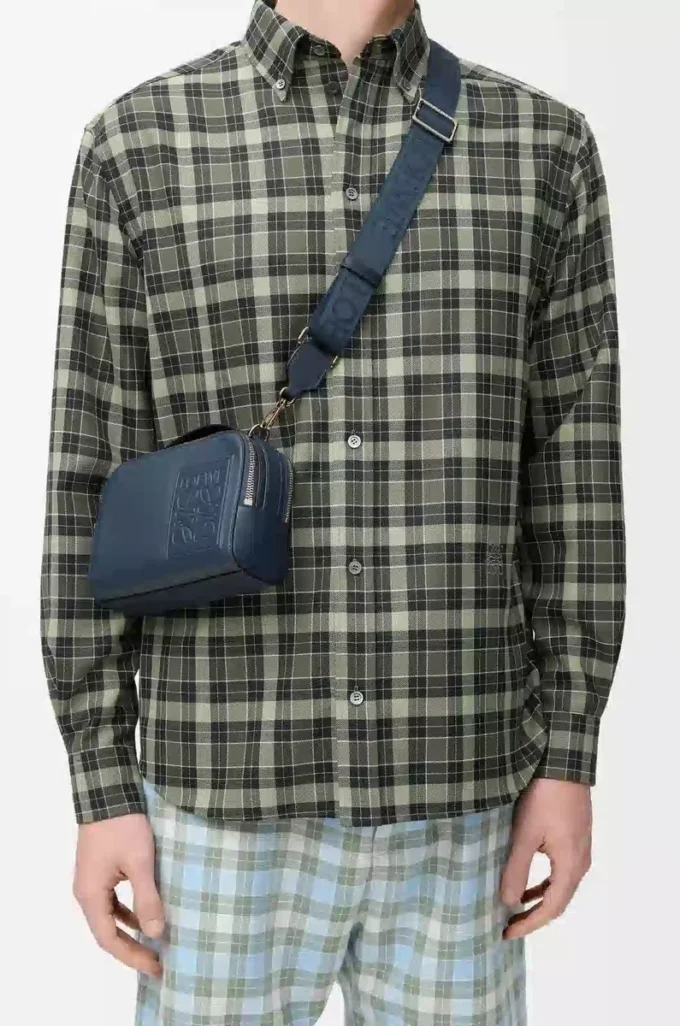 Mini crossbody camera bag in satin calfskin Indigo Dye