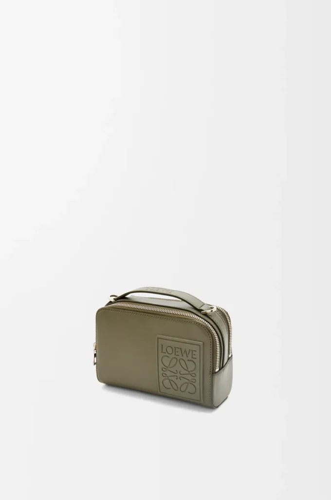Mini crossbody camera bag in satin calfskin Khaki Green