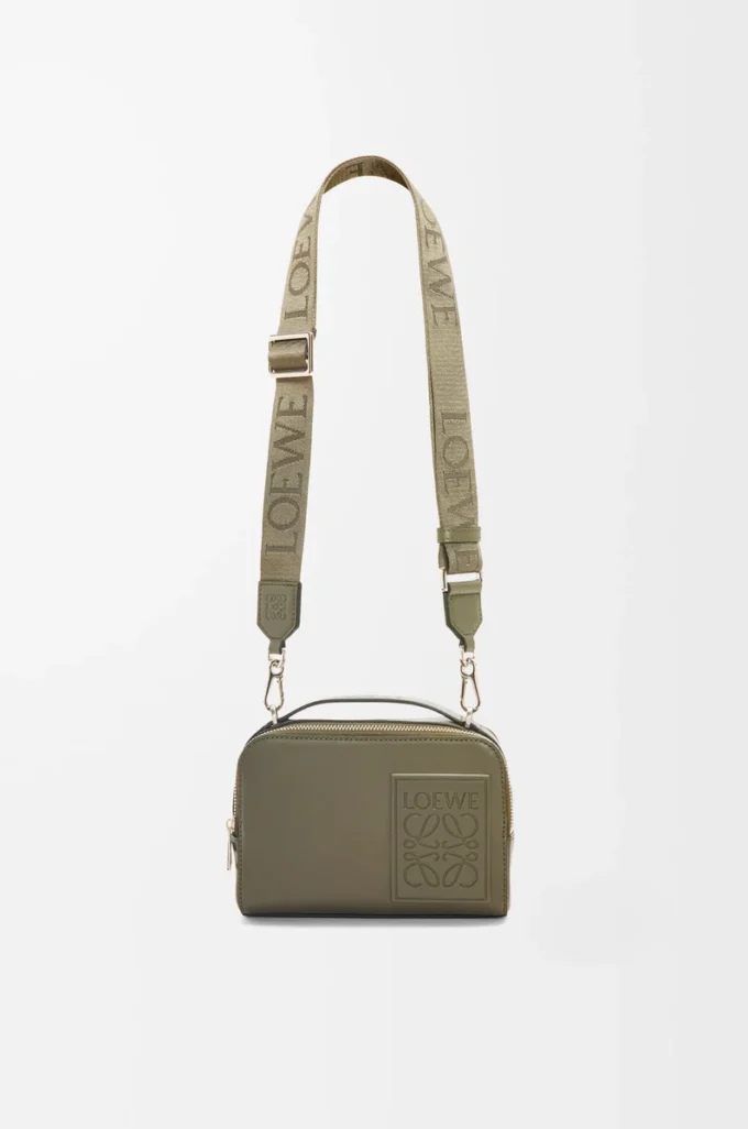 Mini crossbody camera bag in satin calfskin Khaki Green