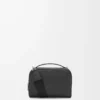 Mini crossbody camera bag in soft grained calfskin Black