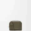 Mini crossbody camera bag in soft grained calfskin Khaki Green