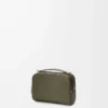 Mini crossbody camera bag in soft grained calfskin Khaki Green