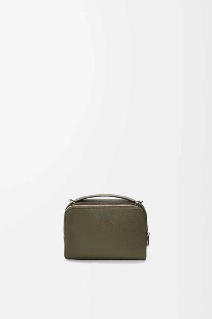 Mini crossbody camera bag in soft grained calfskin Khaki Green