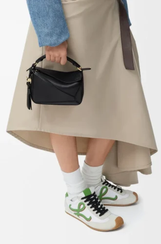 Mini Featherlight Puzzle bag in nappa lambskin Black