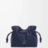 Mini Flamenco clutch in nappa calfskin Abyss Blue