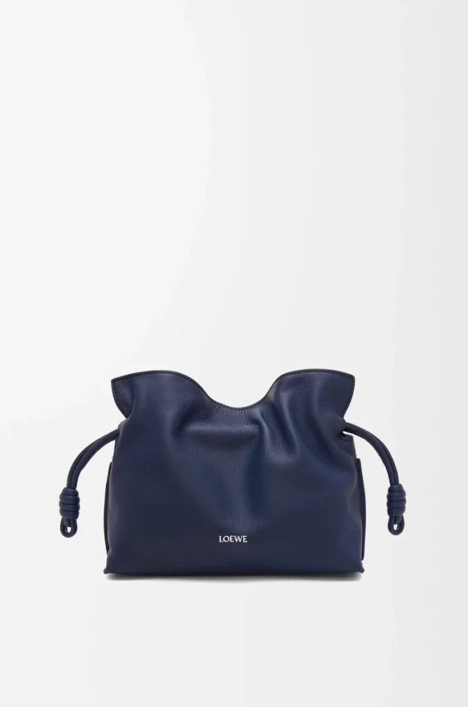 Mini Flamenco clutch in nappa calfskin Abyss Blue
