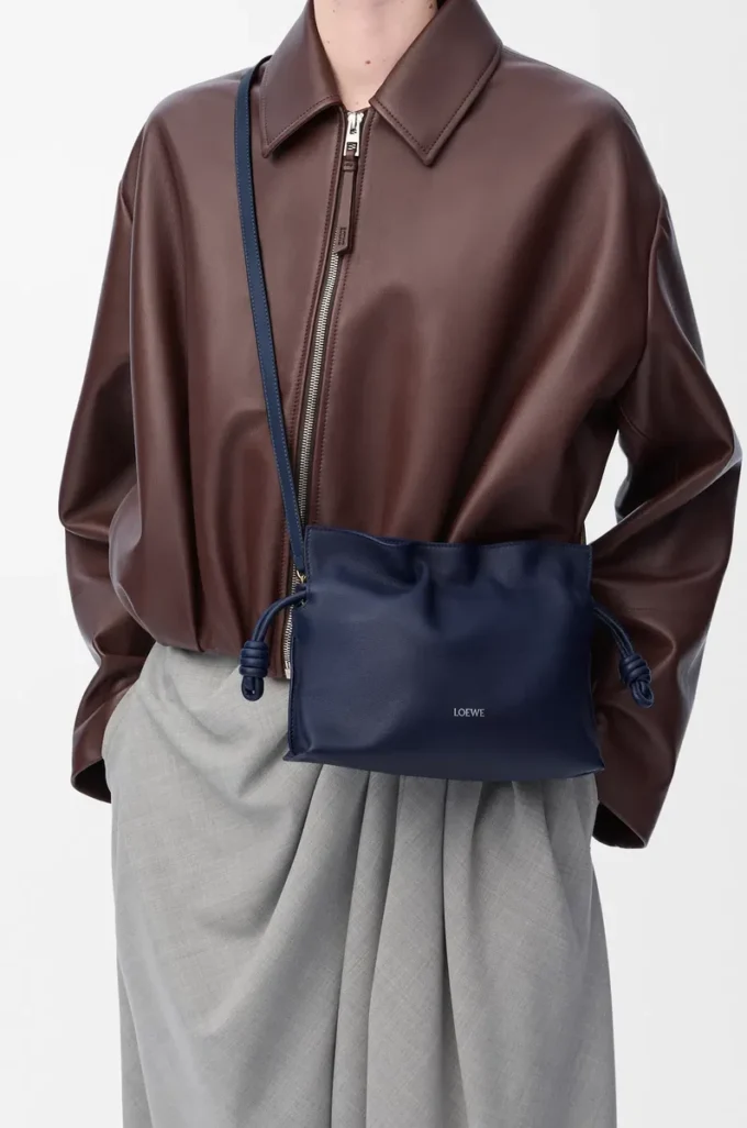 Mini Flamenco clutch in nappa calfskin Abyss Blue