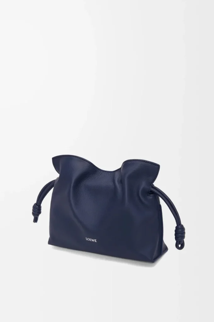 Mini Flamenco clutch in nappa calfskin Abyss Blue