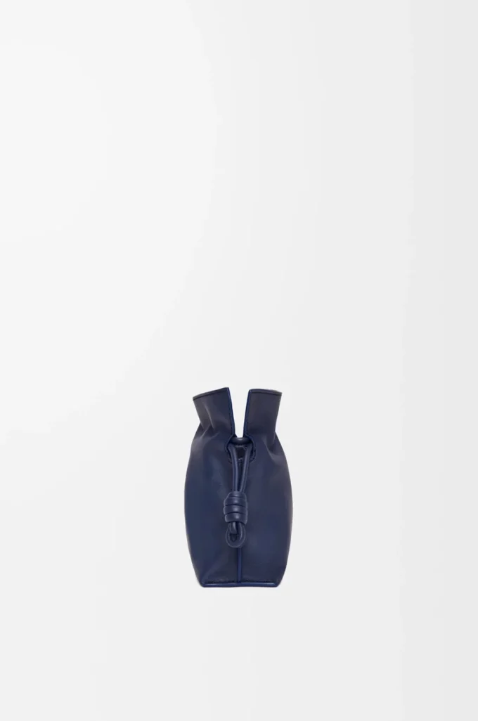 Mini Flamenco clutch in nappa calfskin Abyss Blue