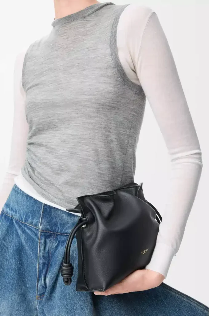 Mini Flamenco clutch in nappa calfskin Black