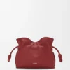 Mini Flamenco clutch in nappa calfskin Burnt Red