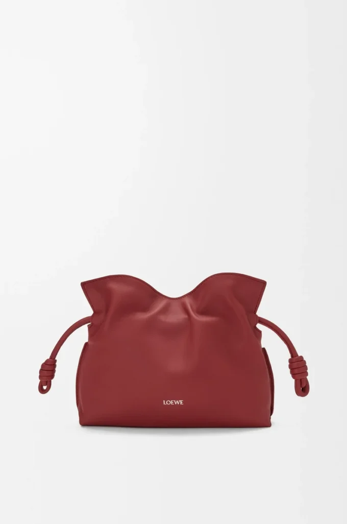 Mini Flamenco clutch in nappa calfskin Burnt Red