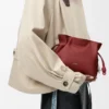 Mini Flamenco clutch in nappa calfskin Burnt Red
