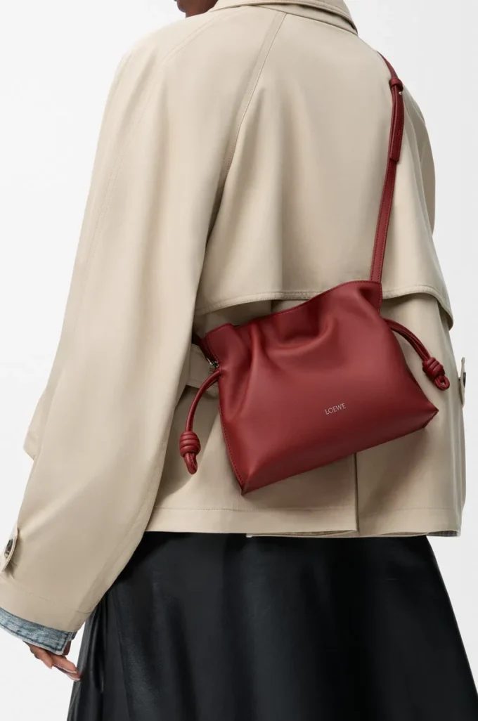 Mini Flamenco clutch in nappa calfskin Burnt Red