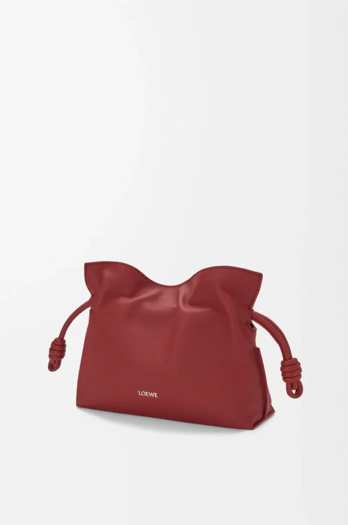 Mini Flamenco clutch in nappa calfskin Burnt Red