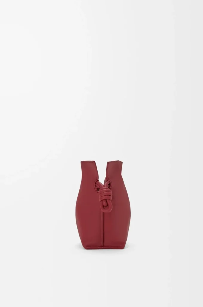 Mini Flamenco clutch in nappa calfskin Burnt Red