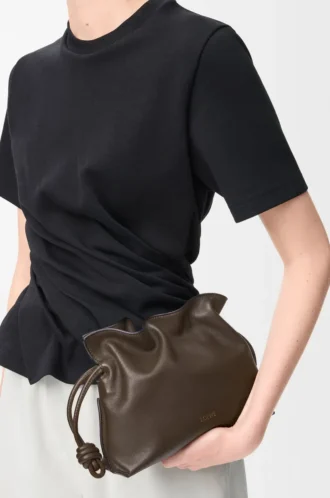 Mini Flamenco clutch in nappa calfskin Chocolate