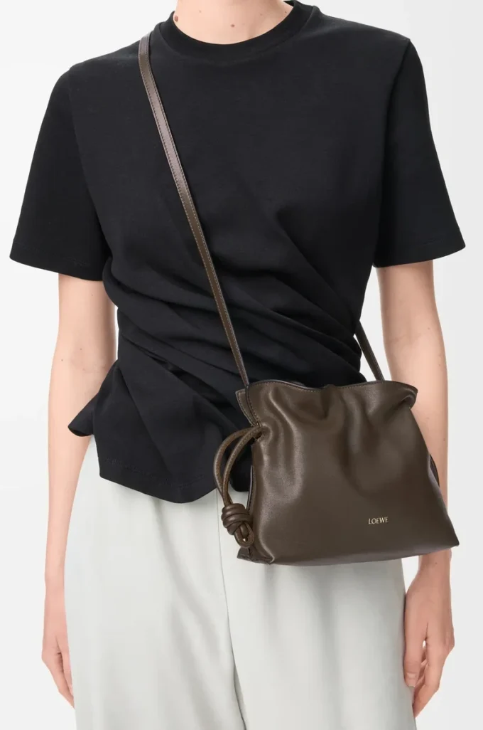 Mini Flamenco clutch in nappa calfskin Chocolate