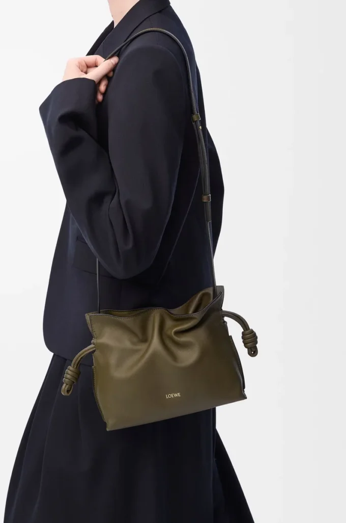 Mini Flamenco clutch in nappa calfskin Dark Khaki