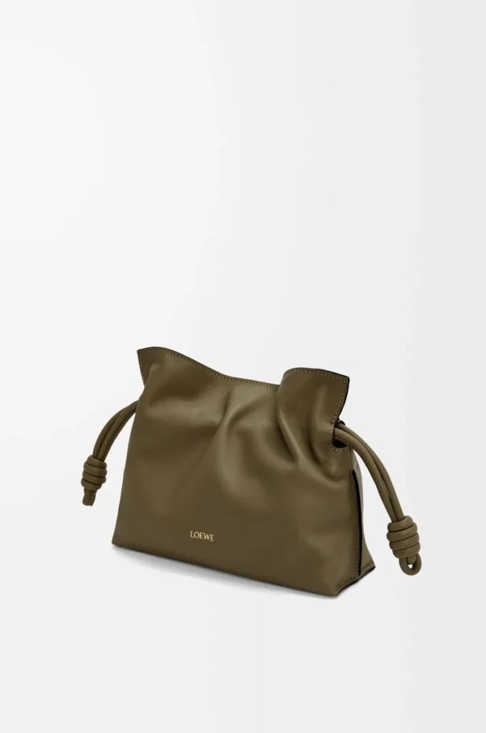 Mini Flamenco clutch in nappa calfskin Dark Khaki