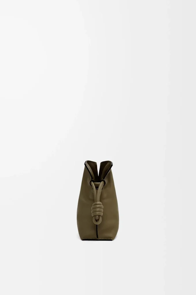 Mini Flamenco clutch in nappa calfskin Dark Khaki