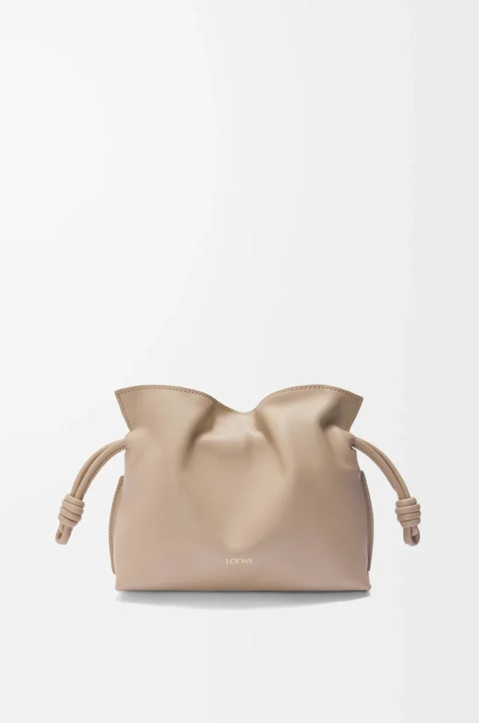 Mini Flamenco clutch in nappa calfskin Sand