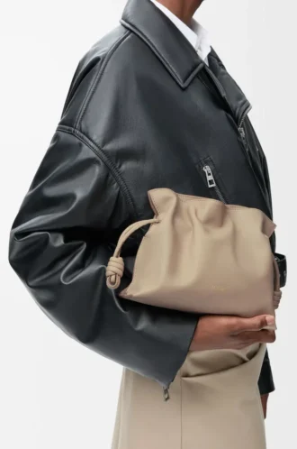 Mini Flamenco clutch in nappa calfskin Sand