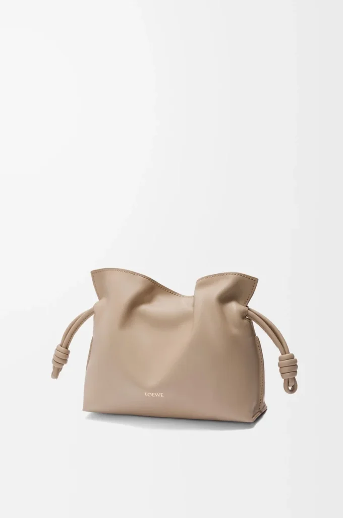 Mini Flamenco clutch in nappa calfskin Sand