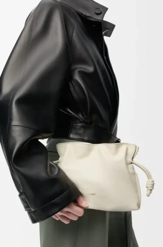 Mini Flamenco clutch in nappa calfskin Sea Salt
