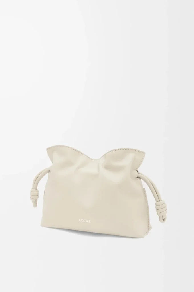 Mini Flamenco clutch in nappa calfskin Sea Salt