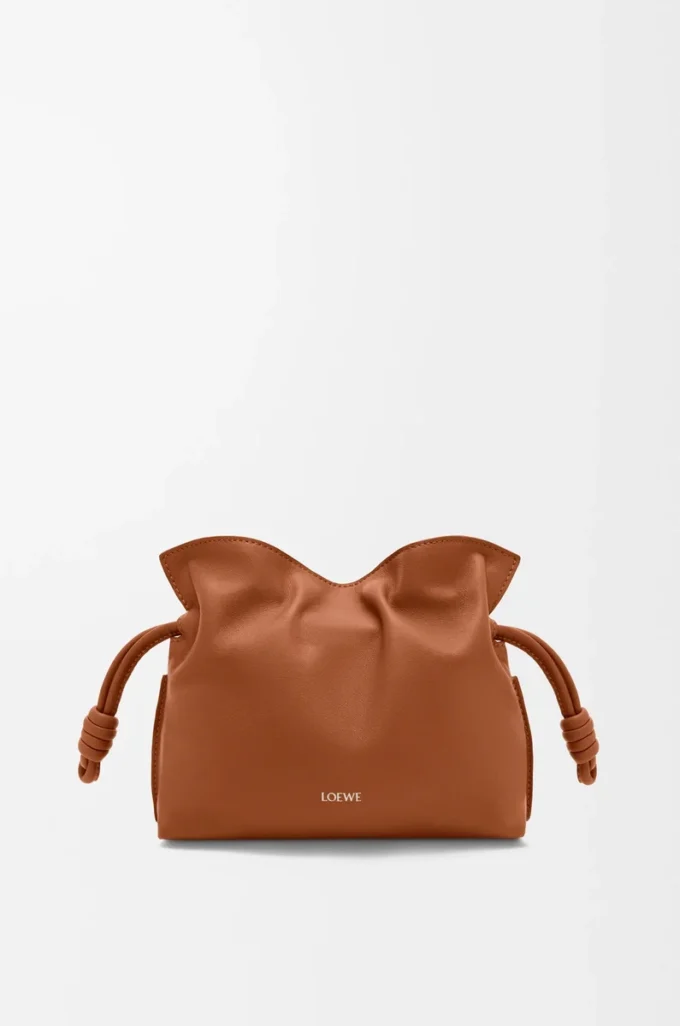 Mini Flamenco clutch in nappa calfskin Squirrel