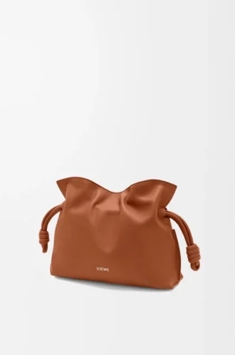 Mini Flamenco clutch in nappa calfskin Squirrel