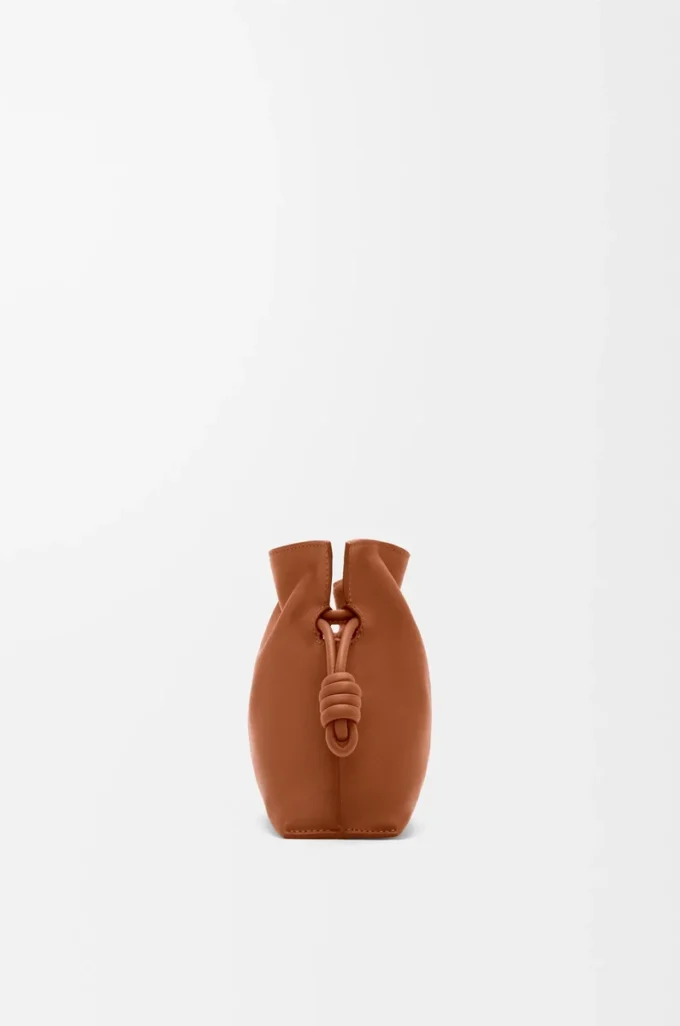 Mini Flamenco clutch in nappa calfskin Squirrel