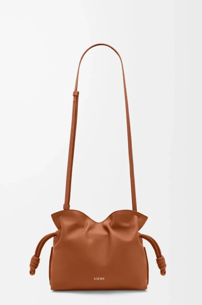 Mini Flamenco clutch in nappa calfskin Squirrel