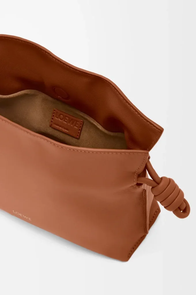 Mini Flamenco clutch in nappa calfskin Squirrel