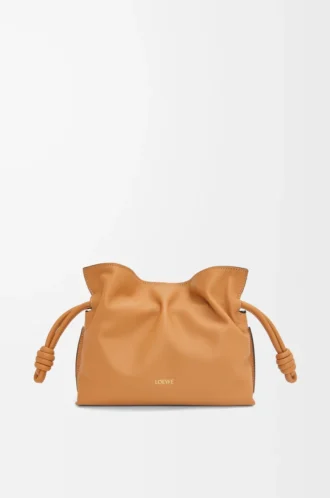 Mini Flamenco clutch in nappa calfskin Warm Desert